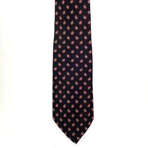 VTG Enrico Guccini Italy Dark Navy‎ Handmade Silk Paisley Print Tie
